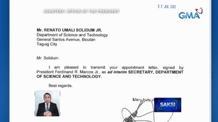 Renato Solidum Jr., itinalaga bilang DOST secretary | Saksi