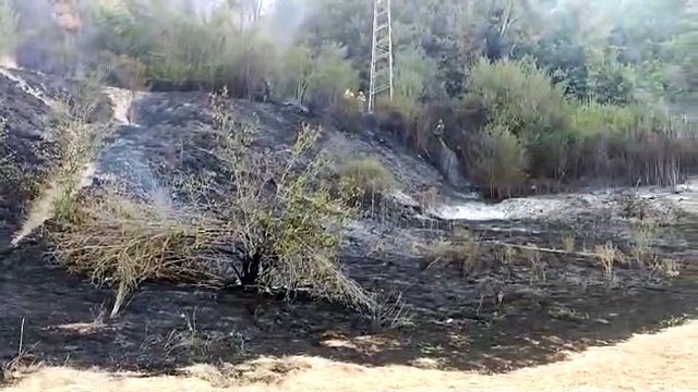 Los Bomberos intervienen en el incendio en la falda del Castillo de Burgos