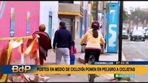 Chorrillos: ciclistas zigzaguean para no chocar con autos y postes que ocupan la ciclovía