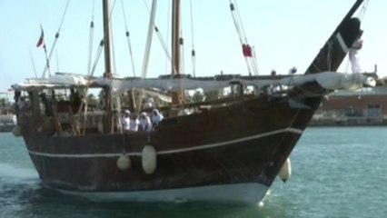 Un barco tradicional catarí llega a Barcelona a 100 días del Mundial Qatar 2022