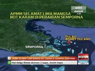APMM selamat lima mangsa bot karam di perairan Semporna
