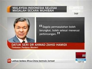 Malaysia-Indonesia selesai masalah secara muhibah