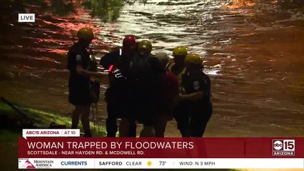 Woman saved from fast-flowing monsoon waters in hoist operation