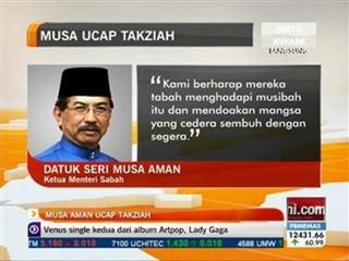 Tragedi pesawat terhempas: Musa Aman ucap takziah