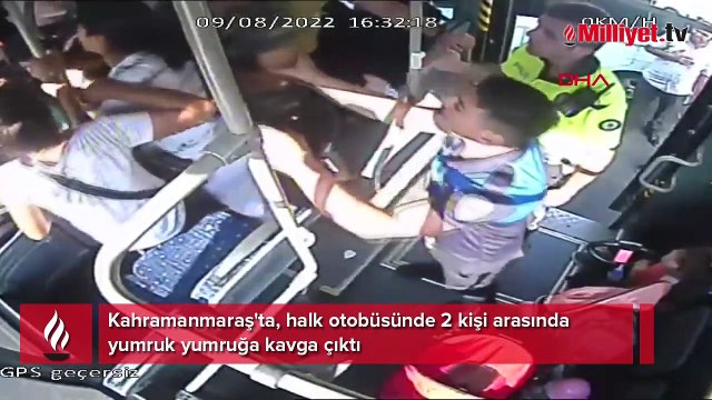 Otobüste yumruk yumruğa kavga kamerada