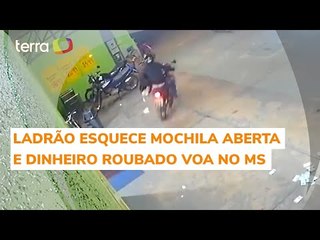 Ladrão esquece mochila aberta e dinheiro voa durante fuga no MS