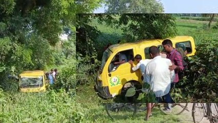 बिहार: तेज़ रफ्तार में स्कूल वैन चला रहा था ड्राइवर, पीछे से बाइक सवार को मारी टक्कर