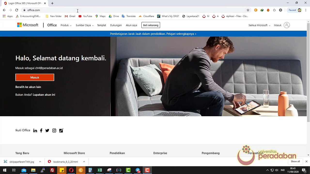 Login Pengguna Baru Office.com Menggunakan Laptop atau PC