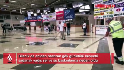 Şiddetli yağış sonrası yollar göle döndü, otobüs terminali sular altında kaldı