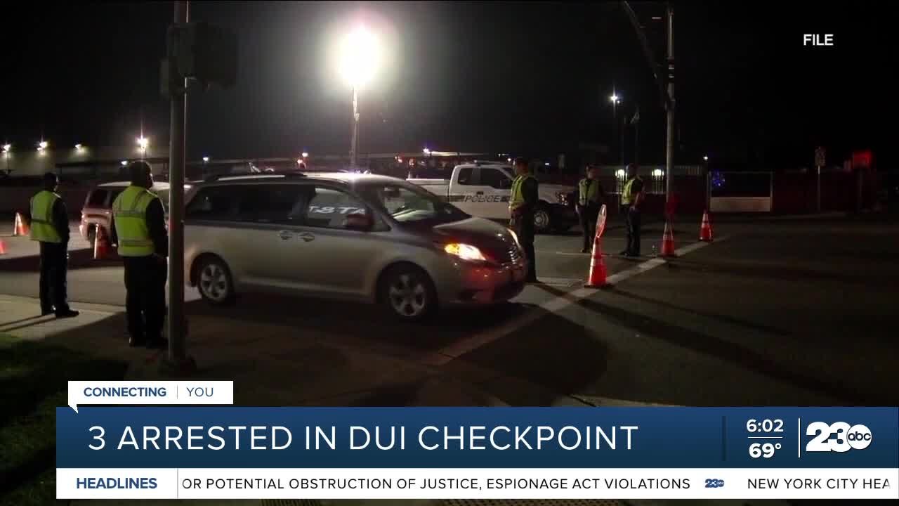 Two arrested during DUI checkpoint in Southwest Bakersfield video