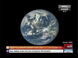 Nasa keluarkan gambar bumi dari 1.6 juta kilometer