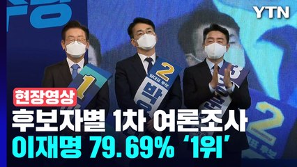 [현장영상+] 민주 후보자별 1차 여론조사...이재명 79.69% 1위 / YTN