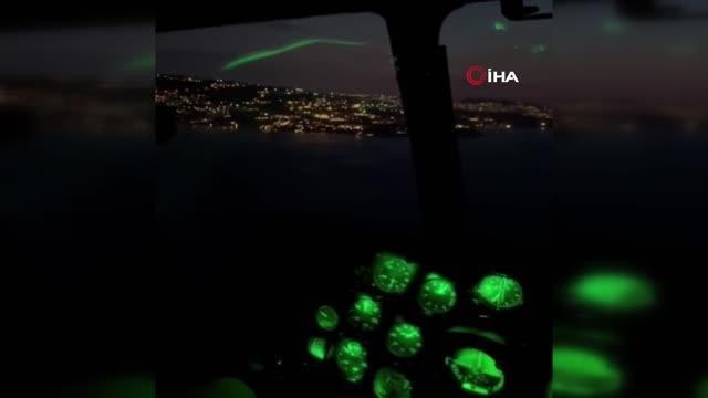 Devriye atan yangın söndürme helikopterine lazer tuttular.