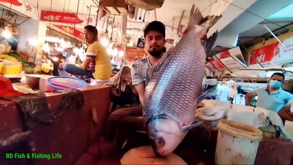 Incredible Giant Catla Fish Cutting skills | Fish Cutting In Bangladesh Fish Market