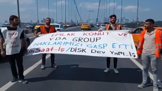 İşçilerden 15 Temmuz Şehitler Köprüsü’nde pankartlı protesto