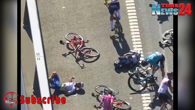 Yellow Jersey Yves Lampaert falls heavily in Tour de France