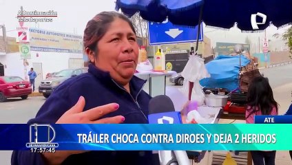 Ate: Tráiler se estrella contra muro de la Diroes y deja dos heridos