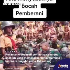 Viral Aksi Anak SD Pemberani Pimpin Yel-Yel Taruna TNI Ini Panen Pujian