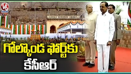CM KCR Arrives At Golconda Fort _  Independence Day 2022 Celebrations _ V6 News