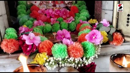 અંબાજી માતાના ગબ્બર પર અખંડ જ્યોત પર તિરંગા માળાનો શણગારવામાં