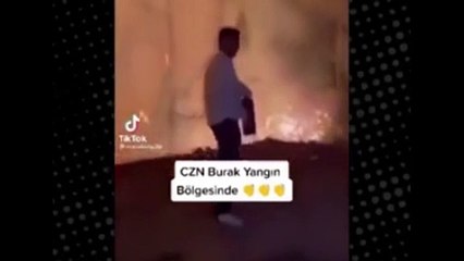 CZN Burak yangın bölgesinde şov yaptı!
