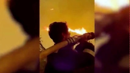 Termik santrale yaklaşan yangına müdahale anları! İbrahim Çelikkol da orada