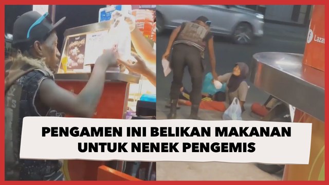 Bertampang Seram tapi Hati Malaikat, Pengamen Ini Belikan Makanan untuk Nenek Pengemis