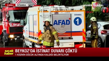 Beykoz'da istinat duvarı çöktü: 1 kişinin göçük altında kaldığı belirtiliyor