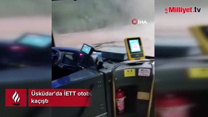 Üsküdar’da panik anları! İETT otobüsünü sel bastı