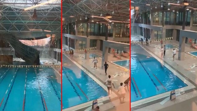Beykoz’da şiddetli yağmura dayanamayan spor salonunun çatısı çöktü