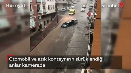 Maltepe'de selde sürüklenen araç kamerada