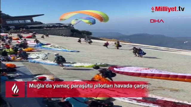Yamaç paraşütü pilotları havada çarpıştı