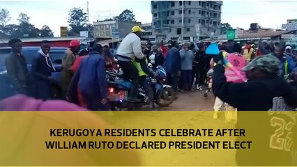 Kerugoya residents celebrate after William Ruto was declared president elect