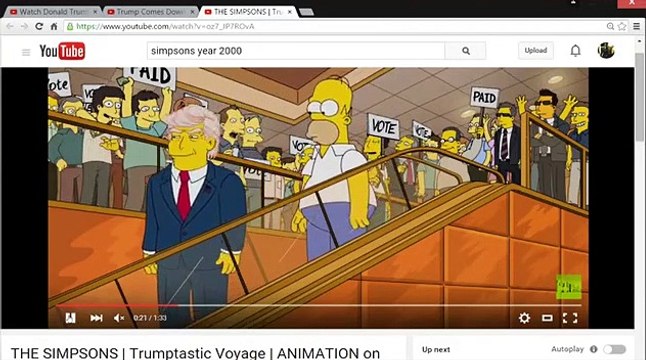 Simpsons Donald Trump 2000 vs Trump escalator entrance 2015