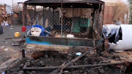 حريق يلتهم خيام 7 أسر للنازحين شمالي مأرب في اليمن