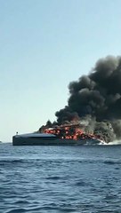 Yacht Burning in Formentera