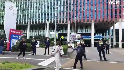 Anti-vaccine protesters gather outside of Royal Children's Hospital Melbourne | August 12, 2022 | ACM