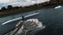 Guy Shows off Wakeboarding Tricks and Skills at Wake Park