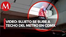 Hombre se sube a techo de tren del Metro de CdMx y lo detienen tras perseguirlo en vías