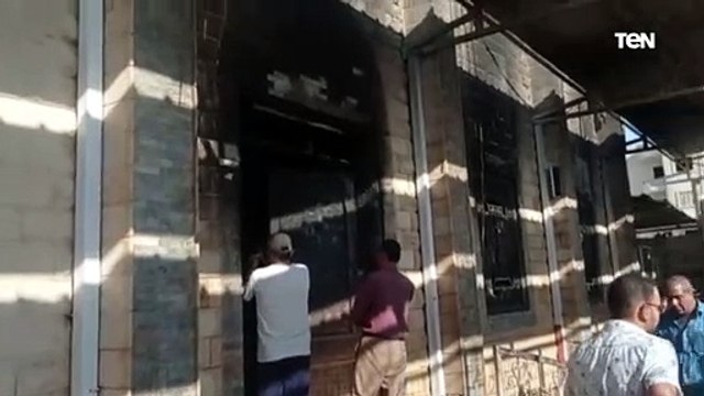 خاص قتاة TeN .. اللقطات الأولى لموقع حريق كنيسة الأنبا بيشوي بالمنيا