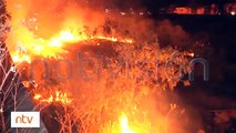 Un incendio consumió los pajonales alrededor del Río Rocha