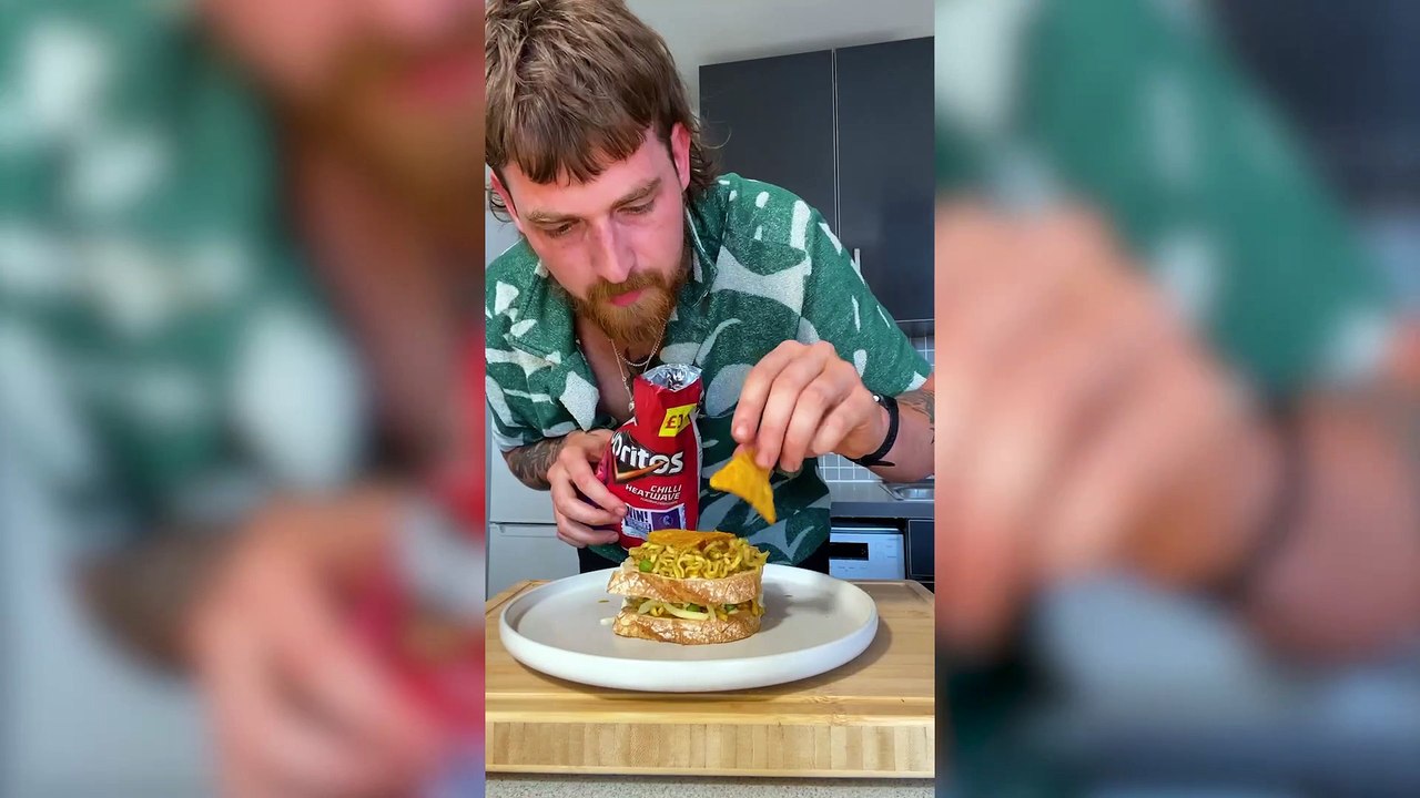 Meet the self-proclaimed 'king of sandwiches' who tastes utterly bizarre combinations - like Pot Noodle and Doritos