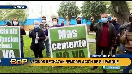 Aseguran que no se les consultó: Vecinos de Surco rechazan remodelación de parque
