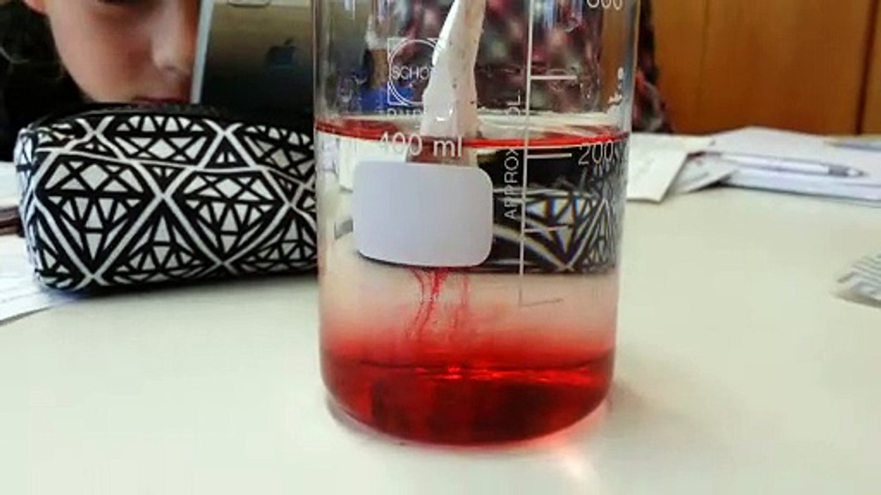 rote Flüssigkeit aus Teebeutel in Cheime 1