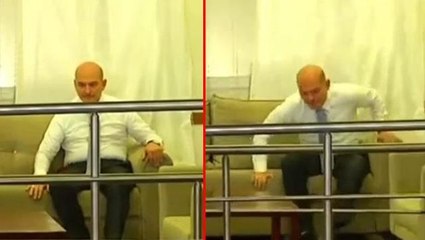 Bakan Soylu'dan canlı yayında deprem tatbikatı! Kendisini bir anda masanın altına attı