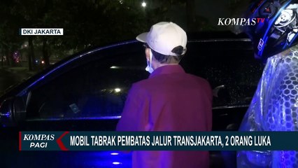 Sebuah Mobil Tabrak Separator Busway di Slipi, Dua Orang Alami Luka-luka!