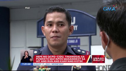 Hepe ng QCPD-CIDU, tinanggal sa puwesto matapos masangkot sa hit and run ang kanyang kotse | UB