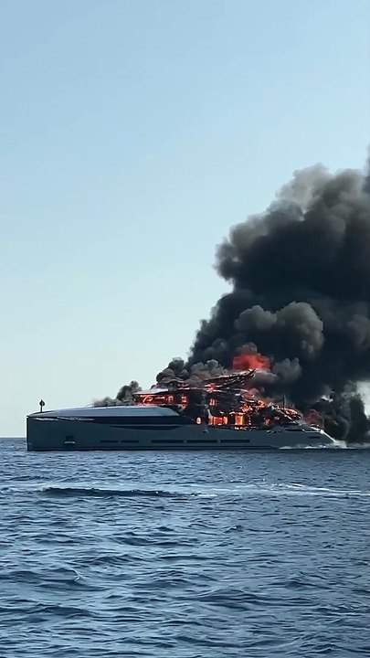 Yacht Burning in Formentera