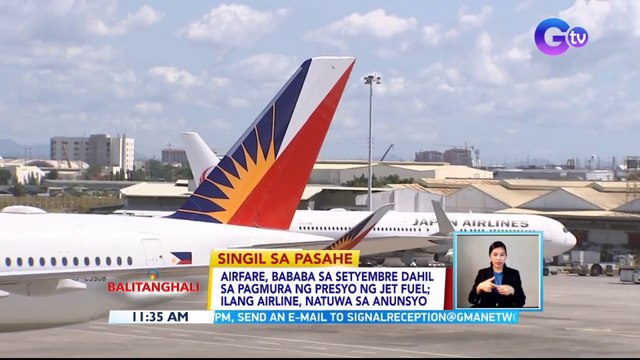 Airfare, bababa sa Setyembre dahil sa pagmura ng presyo ng jet fuel; ilang airline, natuwa sa anunsyo | BT