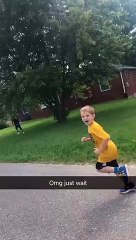 Kid Runs Right Into Parked Car